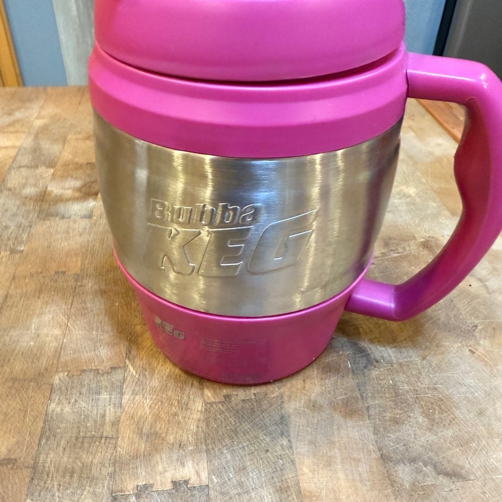 Bubba Keg Pink and Silver Travel Mug Stainless Steel Pink Plastic Huge Thermal - Picture 8 of 14